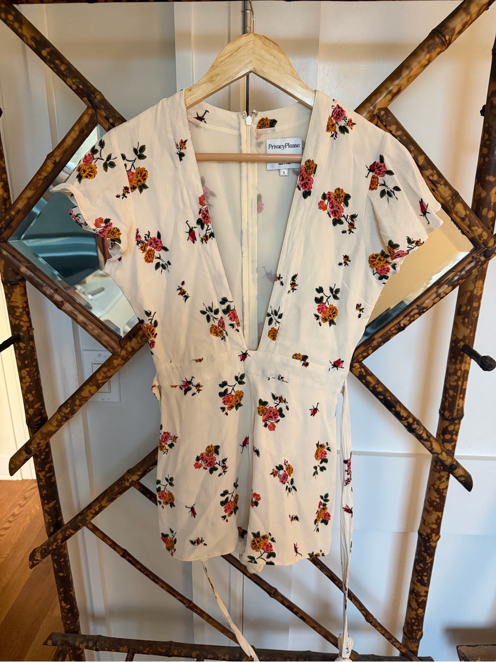 Privacy Please Cream Floral V-Neck Camisole Romper